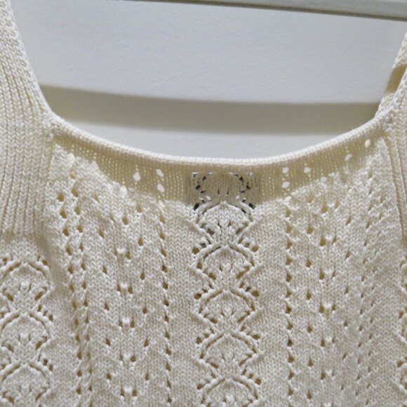 HAUTE HIPPIE Crochet Knit Milkmaid Coquette Ribbon Top Cotton Cottagecore Boho - Picture 11 of 12